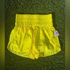 FP Movement Neon Yellow Smocked Waist Athletic Shorts size M - NWT